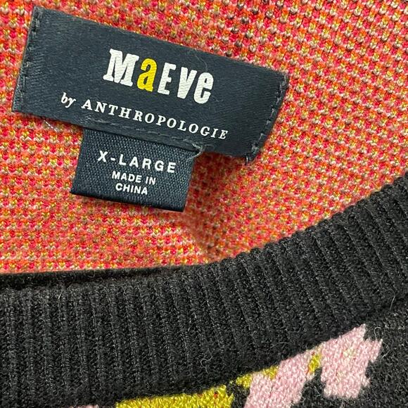 Maeve by Anthropologie Short Sleeve Harmon Jacquard Floral Sweater Womens XL - Picture 6 of 8